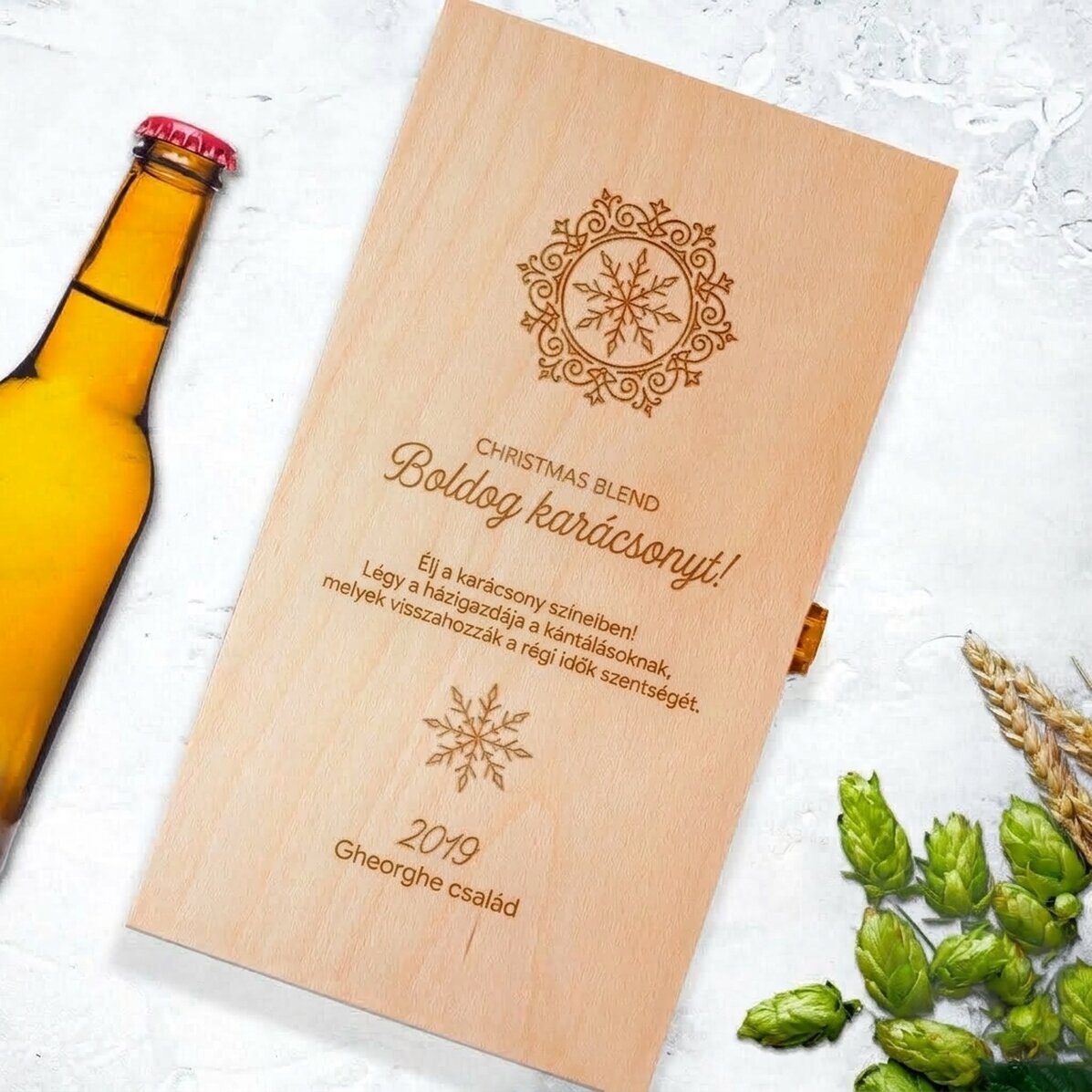 Személyre szabott sörösdoboz három palackhoz – Christmas Blend