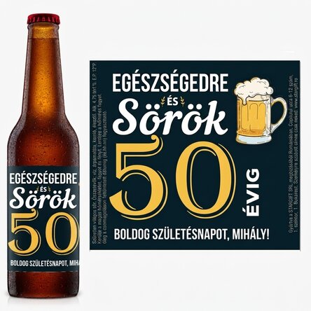 Személyre szabott sör szöveggel - Egészségedre!