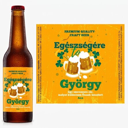 Személyre szabott sör szöveggel - Egészségedre...