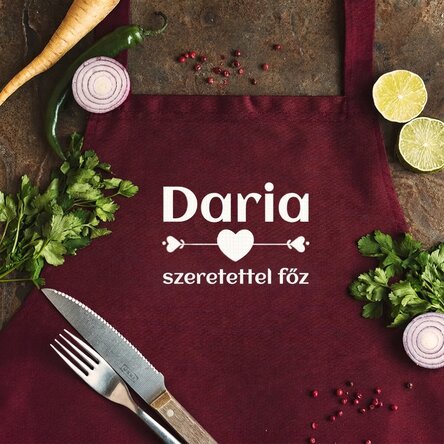 Személyre szabott kötény szöveggel - Szeretettel főzünk