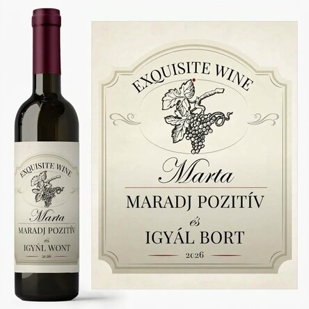 Személyre szabott bor szöveggel - Maradj pozitív és igyál bort