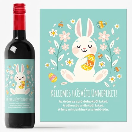 Személyre szabott bor szöveggel - Happy Bunny