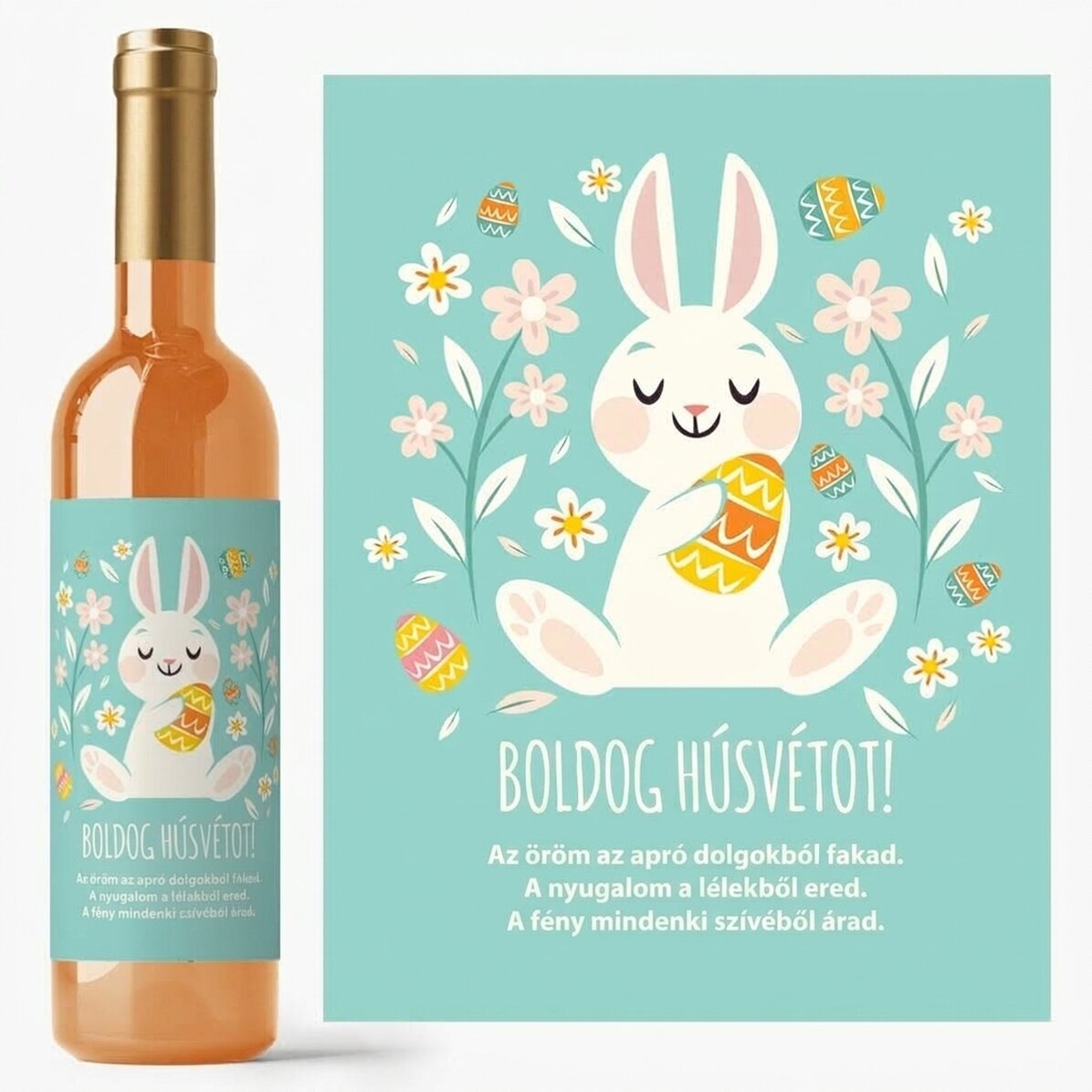 Személyre szabott bor szöveggel - Happy Bunny
