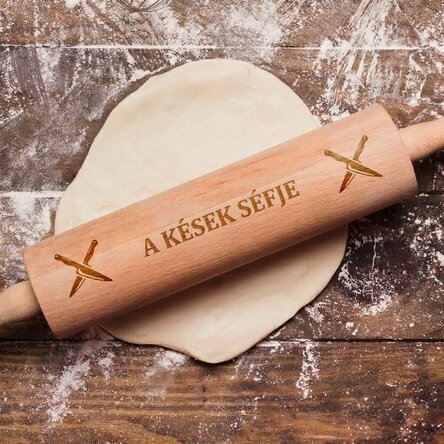 Személyre szabott fa sodrófa - Chef at knives