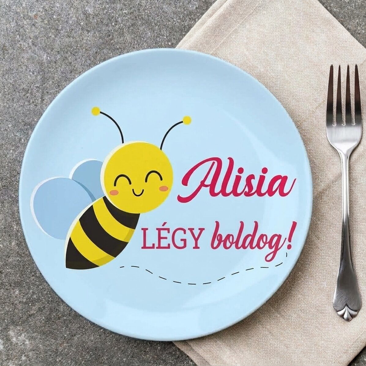 Személyre szabott tábla szöveggel - Bee happy!