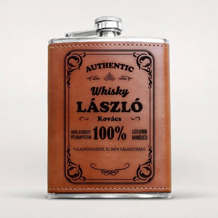 Személyre szabott, bőrborítású flaska - Authentic Drink