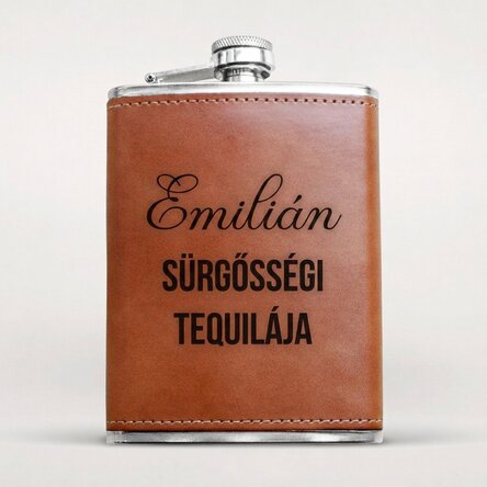 Személyre szabott, bőrborítású flaska - Emergency Tequila