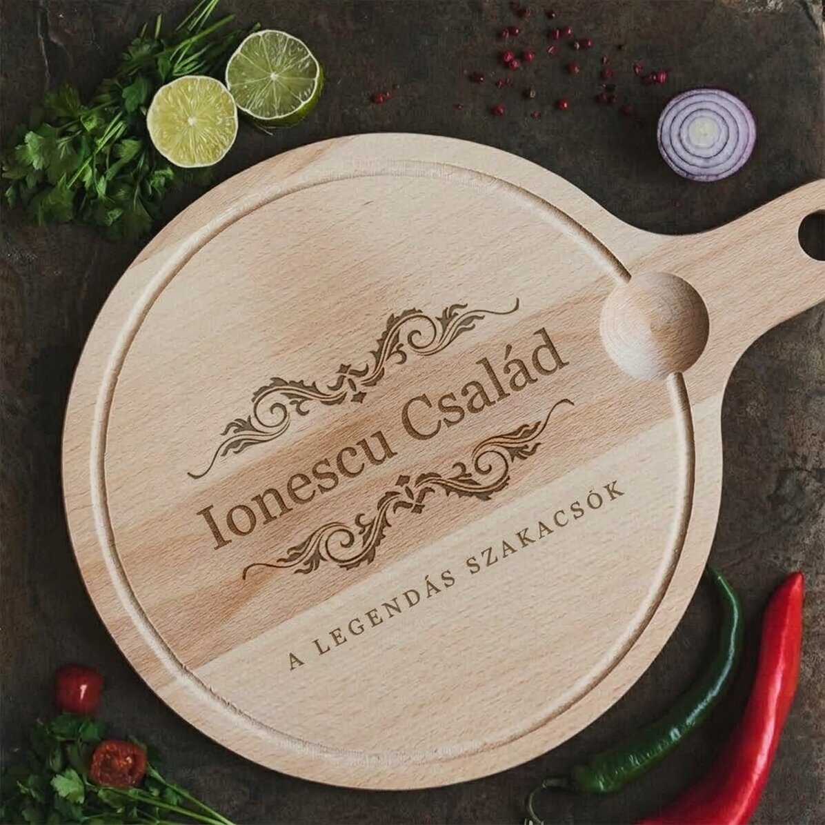 Kerek aprító egyedi fogantyúval - Legendás szakácsok