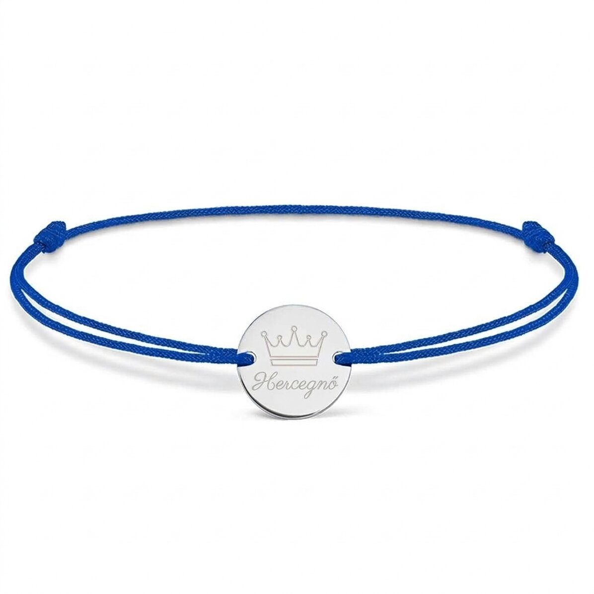 Személyre szabott zsinór karkötő - 14 mm-es gyöngy - 925-ös ezüst - korona mintázat