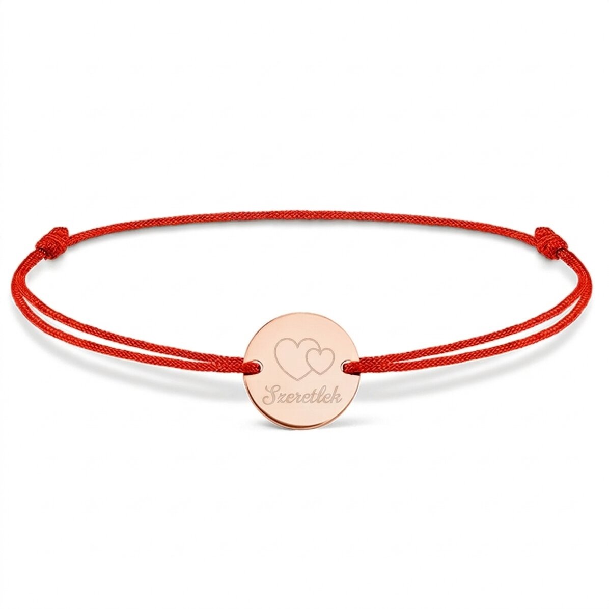 Személyre szabott zsinór karkötő - 14 mm-es érme - 925-ös ezüst - Szeretlek