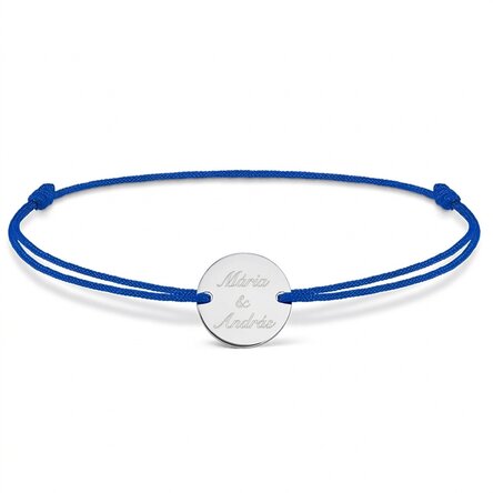 Személyre szabott zsinór karkötő - 14 mm-es érme - 925-ös ezüst - 2 név