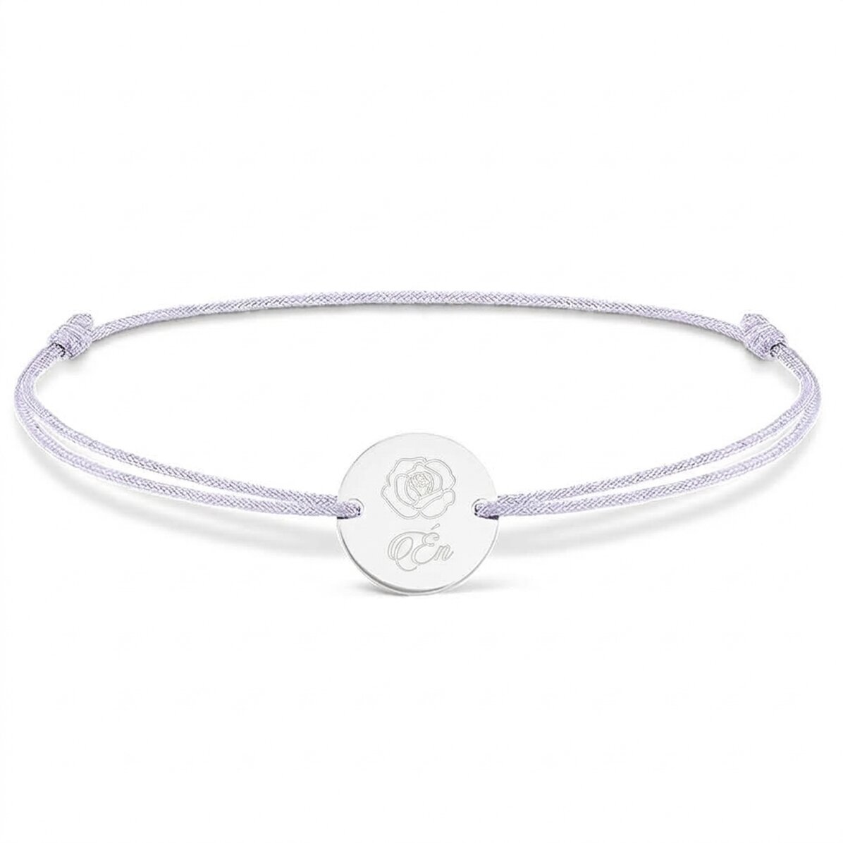Személyre szabott zsinór karkötő - 14 mm-es gyöngy - 925-ös ezüst - rózsa mintázat