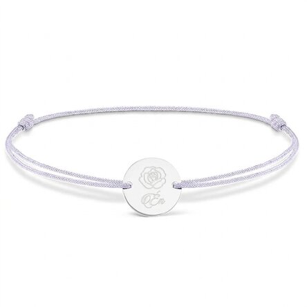 Személyre szabott zsinór karkötő - 14 mm-es gyöngy - 925-ös ezüst - rózsa mintázat