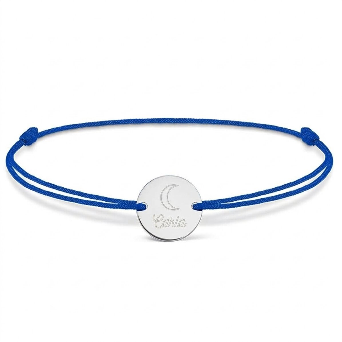 Személyre szabott zsinór karkötő - 14 mm-es gyöngy - 925-ös ezüst - hold motívum