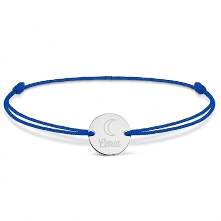 Személyre szabott zsinór karkötő - 14 mm-es gyöngy - 925-ös ezüst - hold motívum