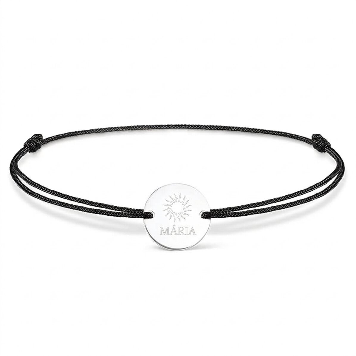 Személyre szabott zsinór karkötő - 14 mm-es gyöngy - 925-ös ezüst - nap motívum