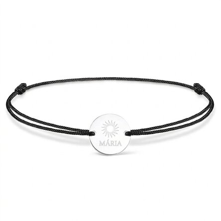 Személyre szabott zsinór karkötő - 14 mm-es gyöngy - 925-ös ezüst - nap motívum
