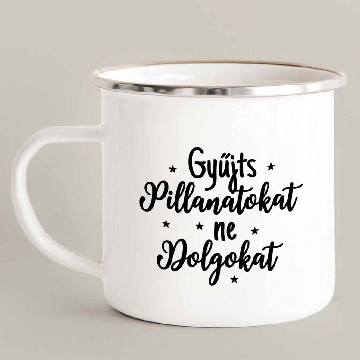 Személyre szabott zománcozott fém bögre fotóval – Gyűjtsd a pillanatokat, ne a tárgyakat!