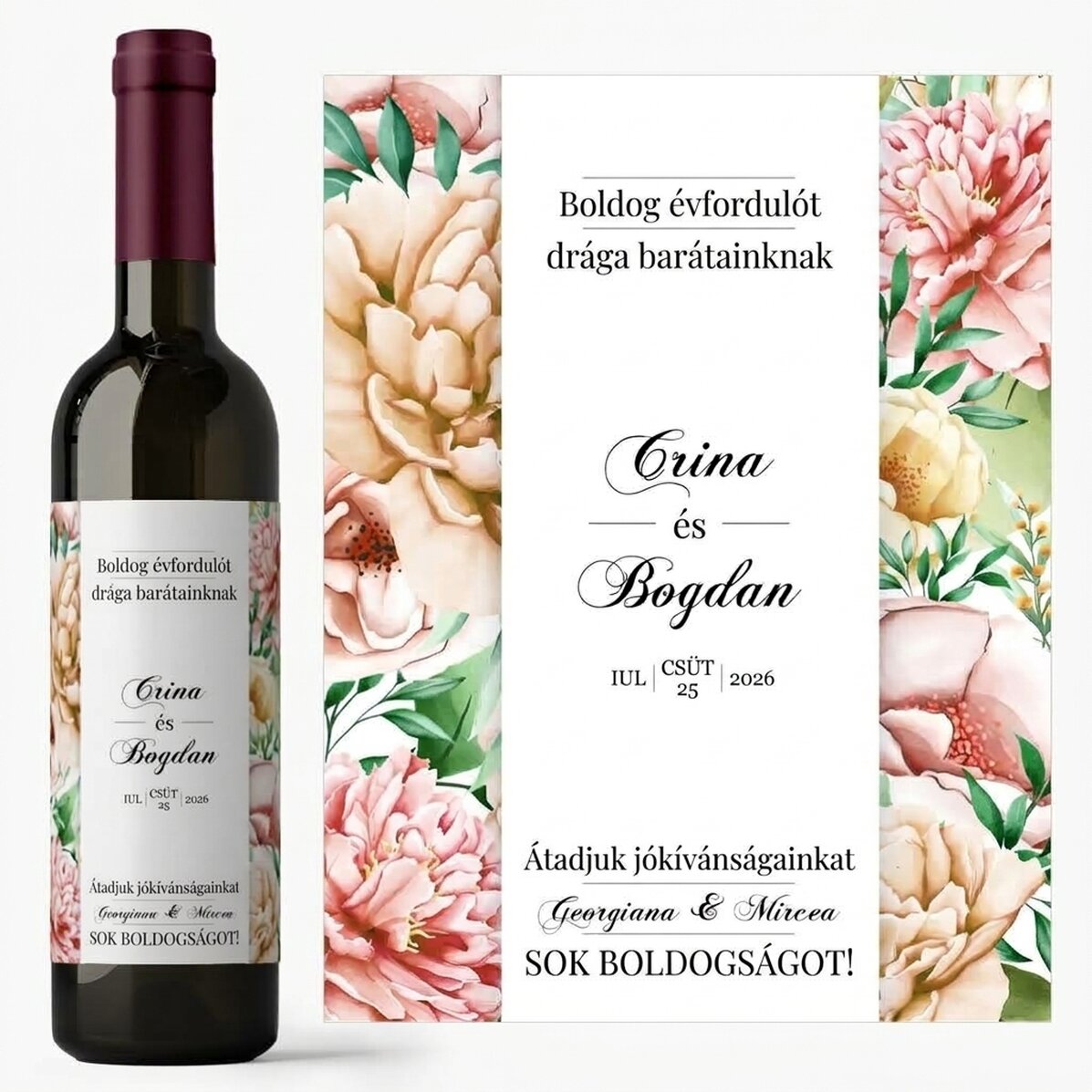 Személyre szabott bor szöveggel - Boldog évfordulót!