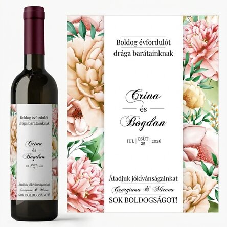 Személyre szabott bor szöveggel - Boldog évfordulót!