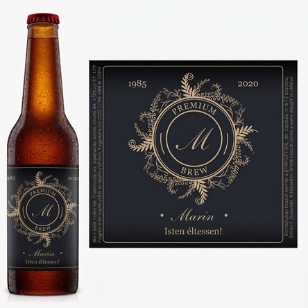 Személyre szabott sör monogrammal és szöveggel - Virágos elegancia