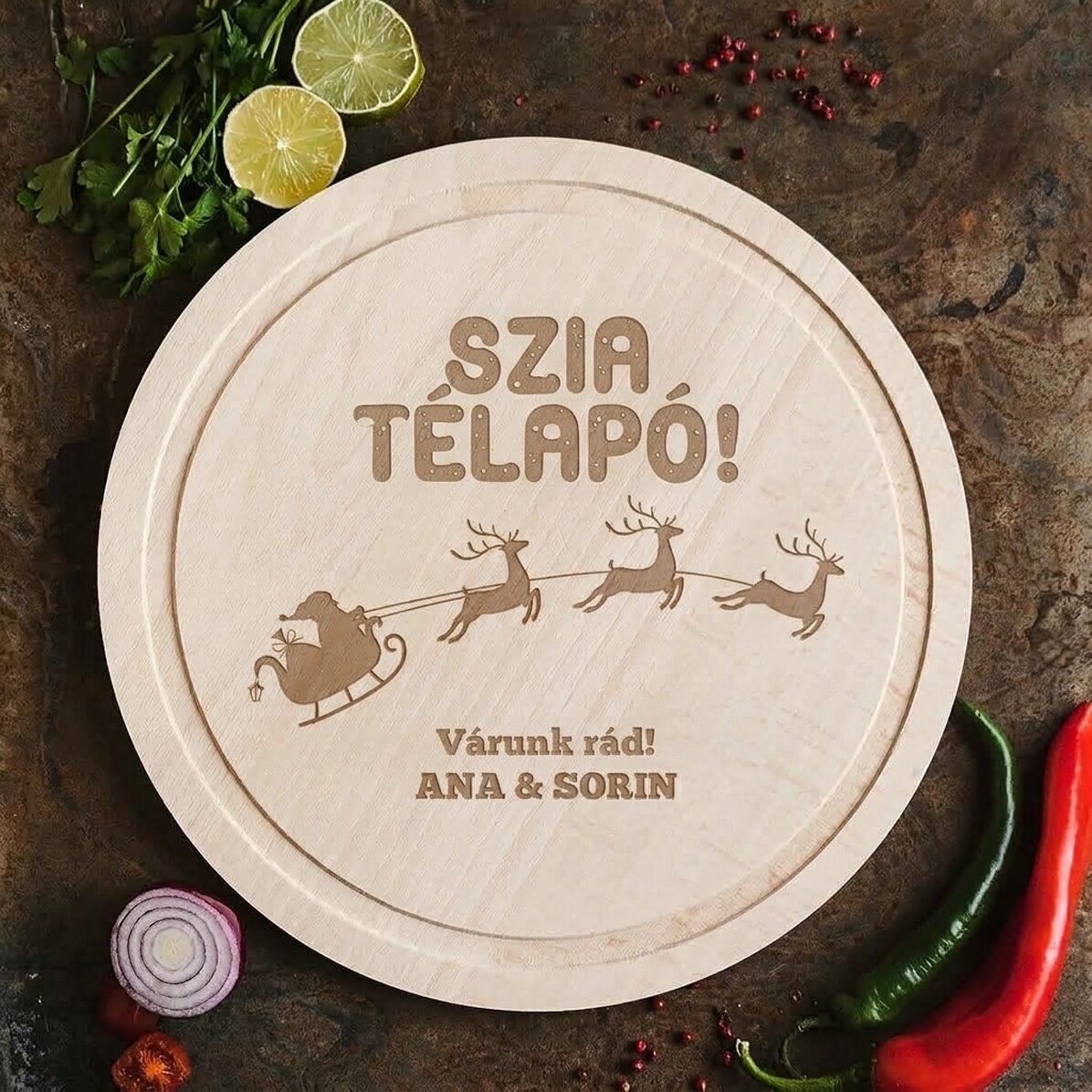 Személyre szabott kerek aprító - Hey Santa