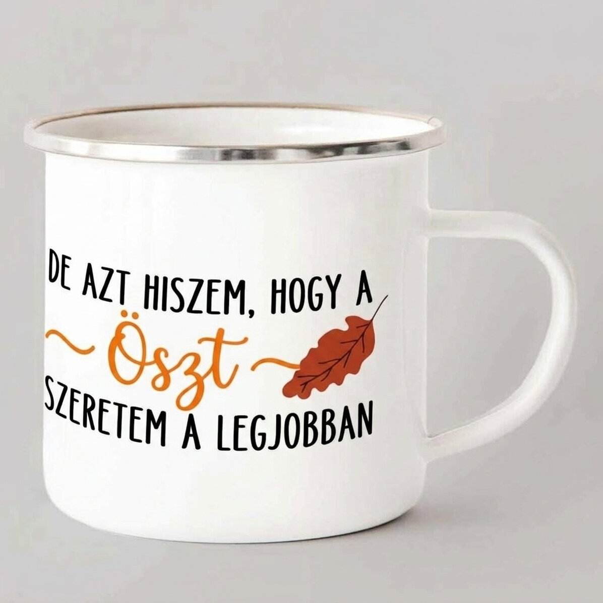 Zománcozott fém bögrék szöveggel - Imádom az őszöt