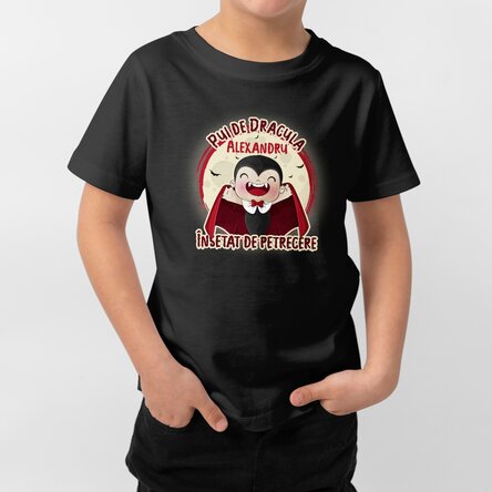 Tricou din bumbac de Halloween pentru copii personalizat cu text - Pui de Dracula