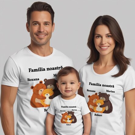 Tricou din bumbac pentru copii/adulți personalizat - Familia ursuleților