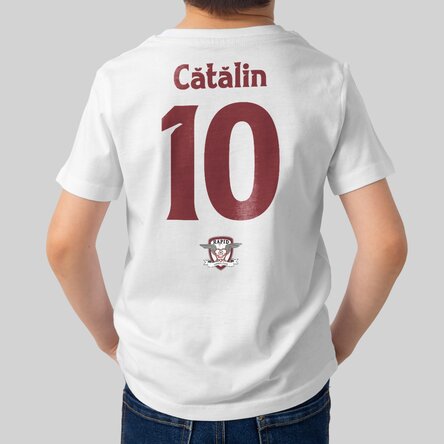 Tricou din bumbac pentru copii FC Rapid personalizat cu nume și număr