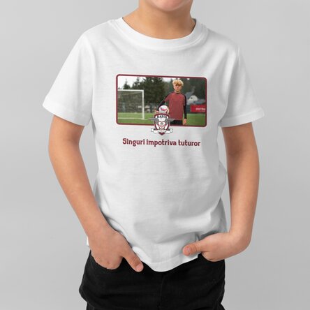 Tricou din bumbac pentru copii FC Rapid personalizat cu poză landscape și text
