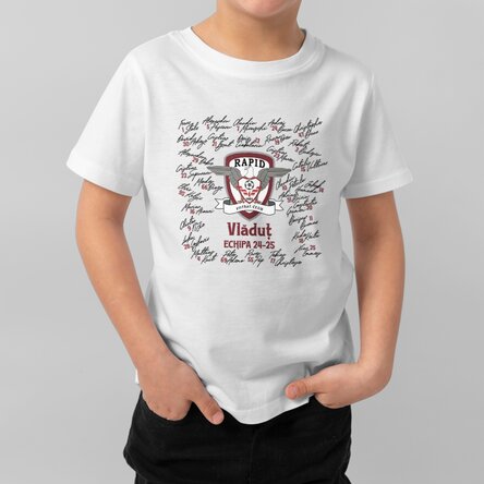 Tricou din bumbac pentru copii FC Rapid personalizat cu text - Echipa 24-25