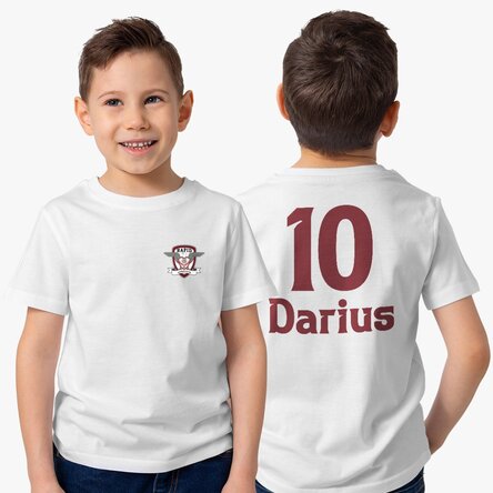 Tricou din bumbac pentru copii FC Rapid personalizat cu text față-verso - Echipa Basic