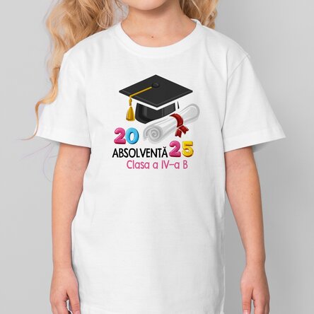 Tricou din bumbac pentru copii personalizat cu mesaj - Absolvent 