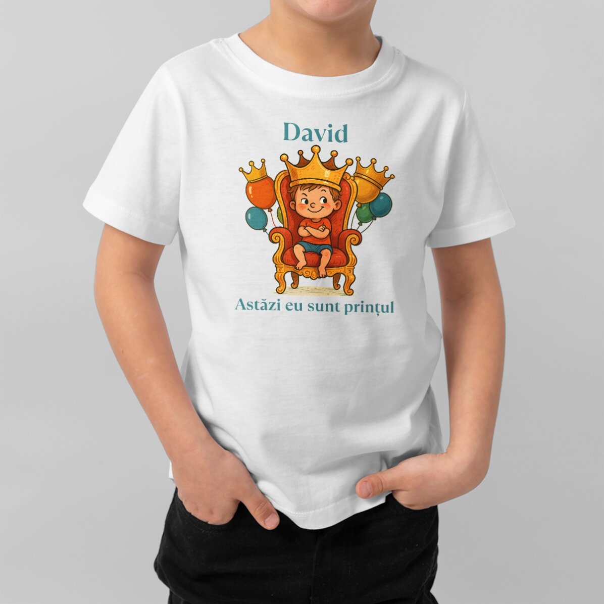 Tricou din bumbac pentru copii personalizat cu mesaj - Ziua prințului
