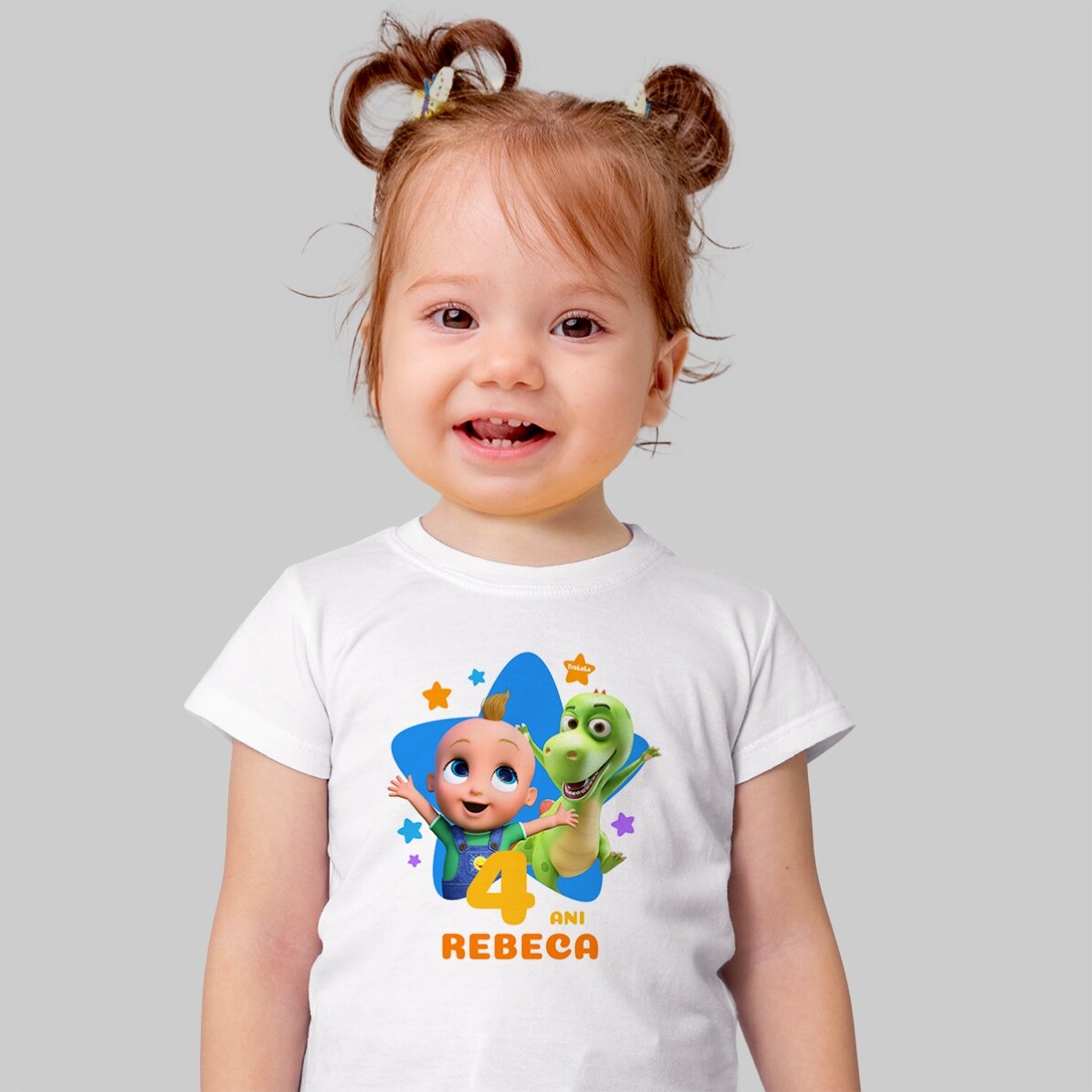 Tricou din bumbac pentru copii personalizat cu nume - Zi de naștere cu TraLaLa