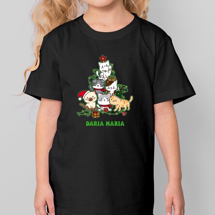 Tricou din bumbac pentru copii personalizat cu text - Catmas tree