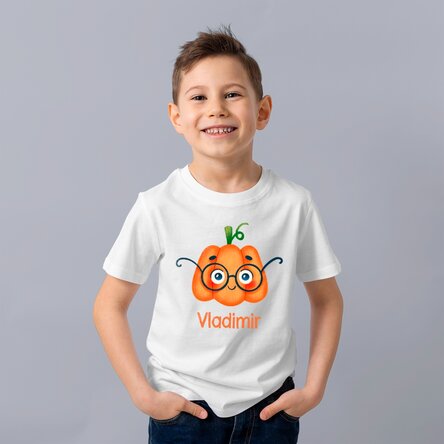 Tricou din bumbac pentru copii personalizat cu text - Cute Pumpkin
