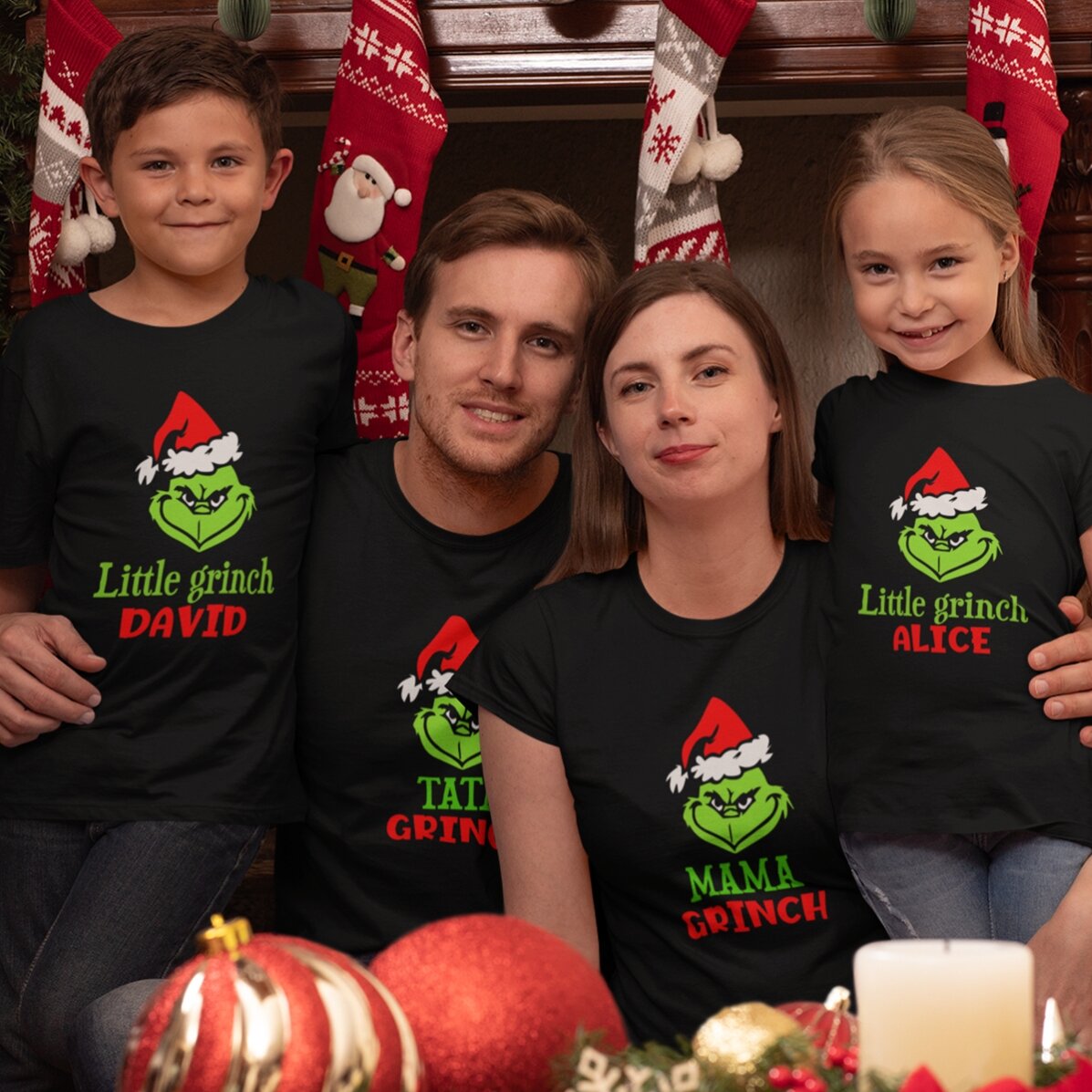 Tricou din bumbac pentru copii personalizat cu text - Grinch
