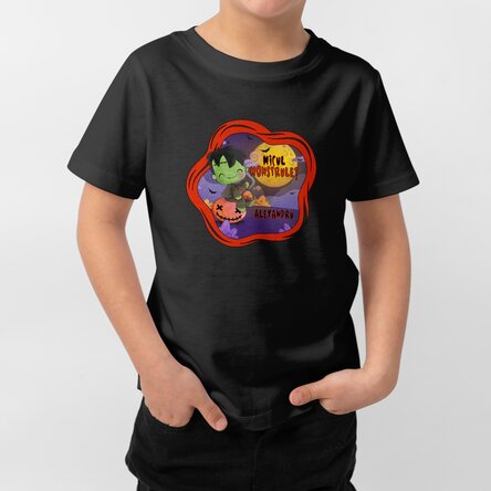 Tricou din bumbac de Halloween pentru copii personalizat cu text - Micul monstruleț