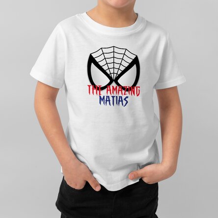 Tricou din bumbac pentru copii personalizat cu text - The Amazing Spider Kid