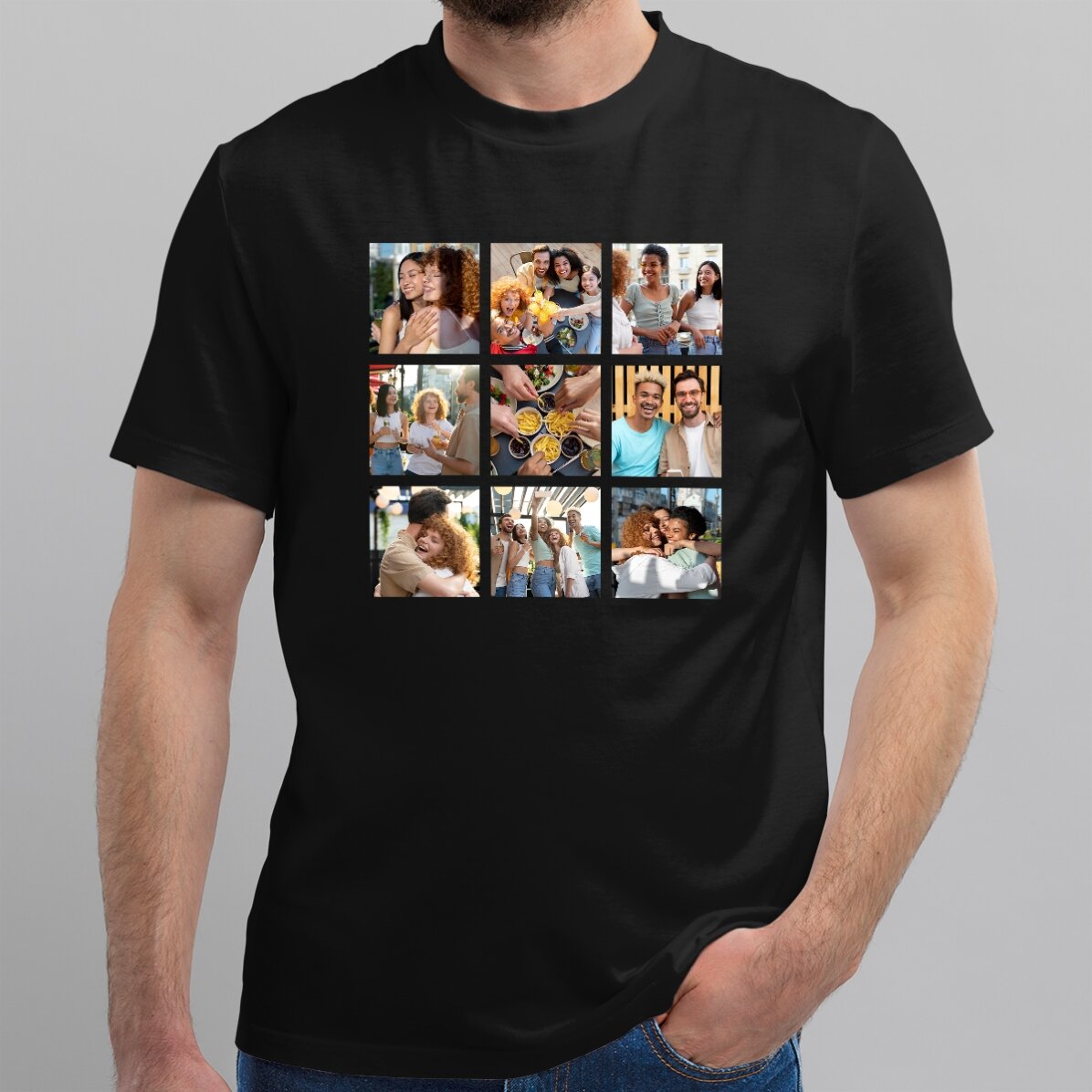 Tricou din bumbac personalizat cu 9 fotografii