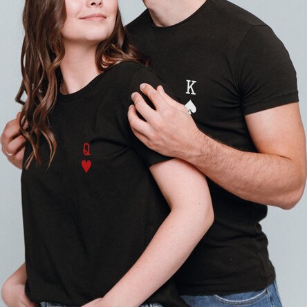 Tricou din bumbac personalizat cu inițială - Cărți de joc