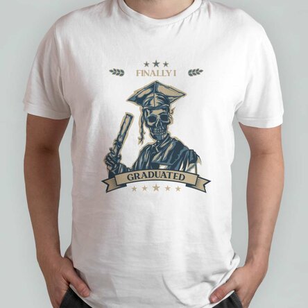 Tricou din bumbac personalizat cu mesaj - Finally I Graduated