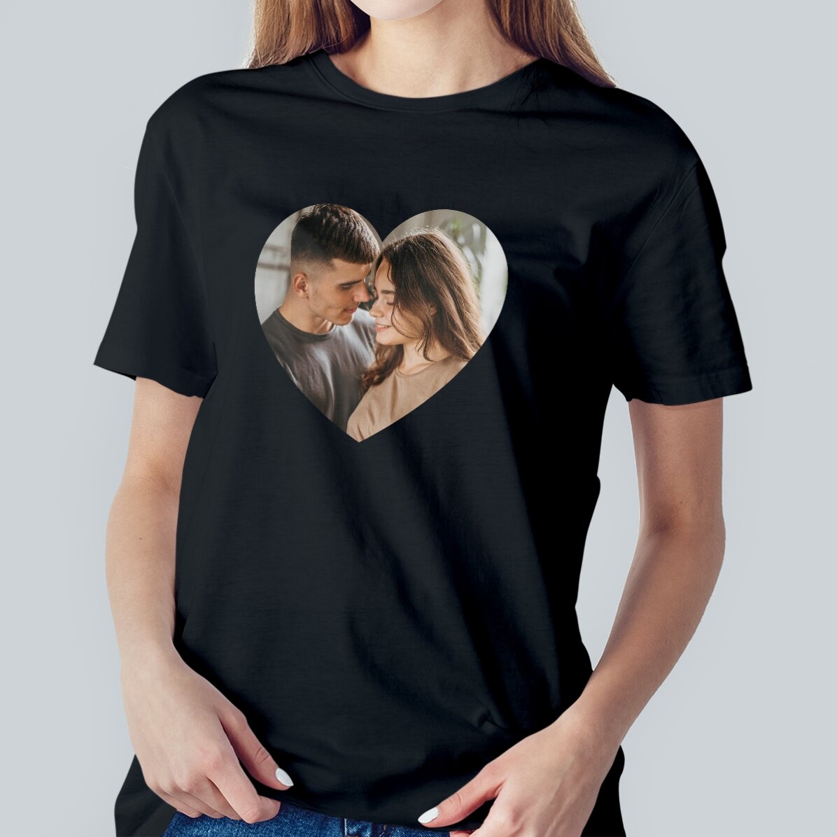 Tricou din bumbac personalizat cu o fotografie - Inimă