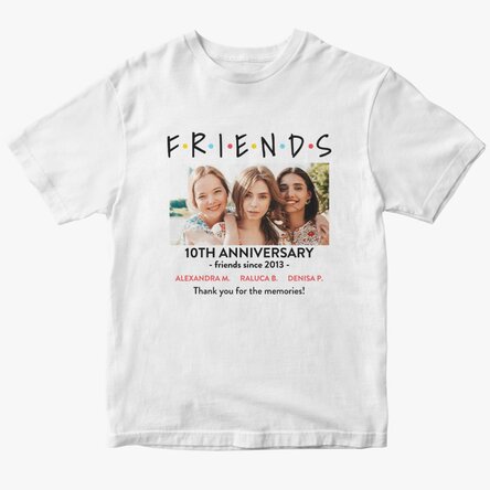 Személyre szabott pamut póló fotóval és üzenettel - FRIENDS