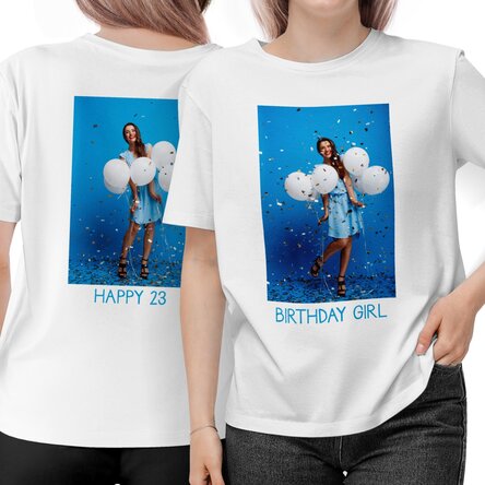 Tricou din bumbac personalizat cu poze și text față-verso