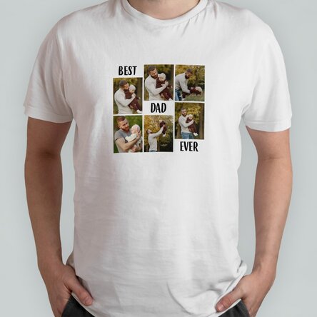 Tricou din bumbac personalizat cu text și 6 poze - Best dad ever