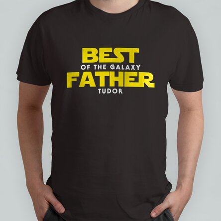 Tricou din bumbac personalizat cu text - Best father of the galaxy