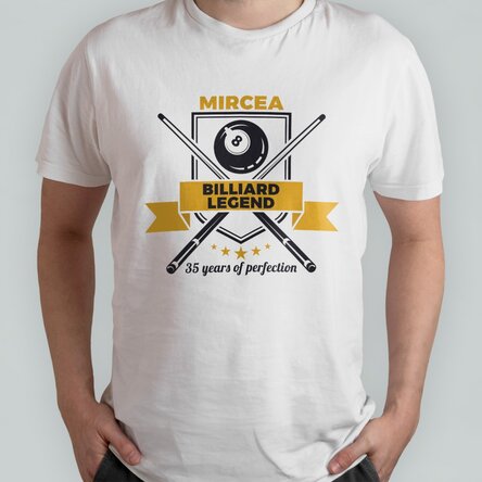Tricou din bumbac personalizat cu text - Billiard legend